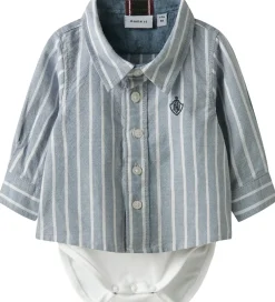 Juletøj|Bodyer|Name It Skjortebody l/æ - NbmRekid - Flint Stone/Thin Stripe - B