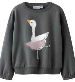 Pigetøj|Sweatshirts|Name It Sweatshirt - NmfSwana - Lava Smoke