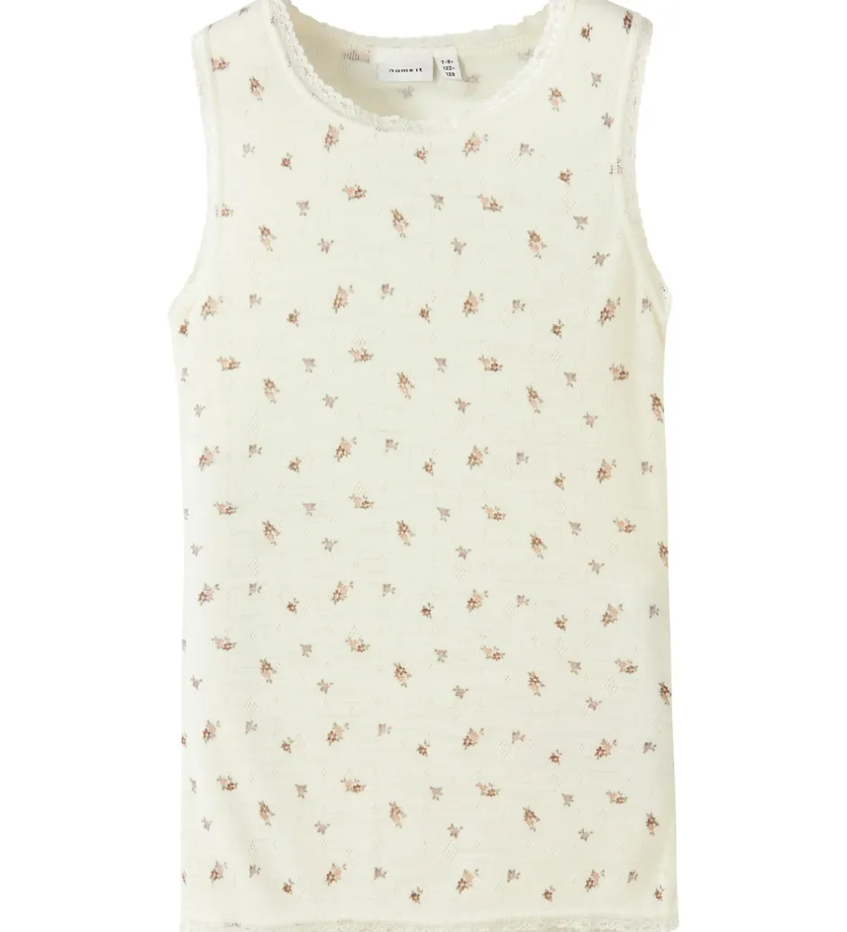 Undertøj|Name It Tanktop - Uld - NkfWang - Snow White/Small flowers