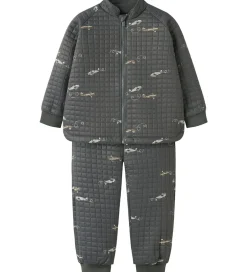 Termotøj|Name It Termotøj m. Fleece - NmmMoon - Grey Pinstripe