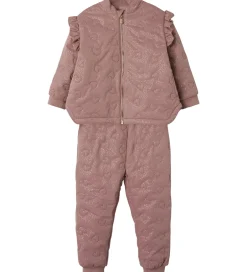 Termotøj|Name It Termotøj m. Fleece - NmfMoon - Woodrose m. Glitter