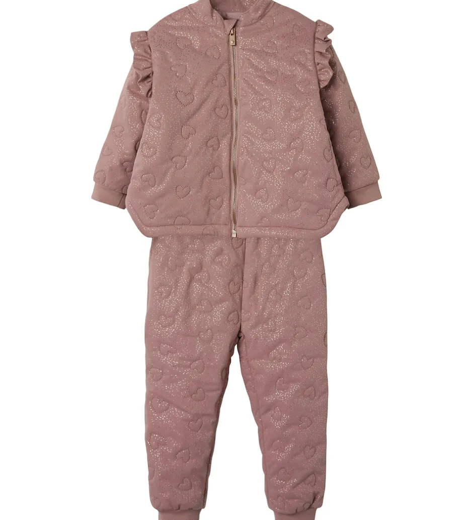 Termotøj|Name It Termotøj m. Fleece - NmfMoon - Woodrose m. Glitter