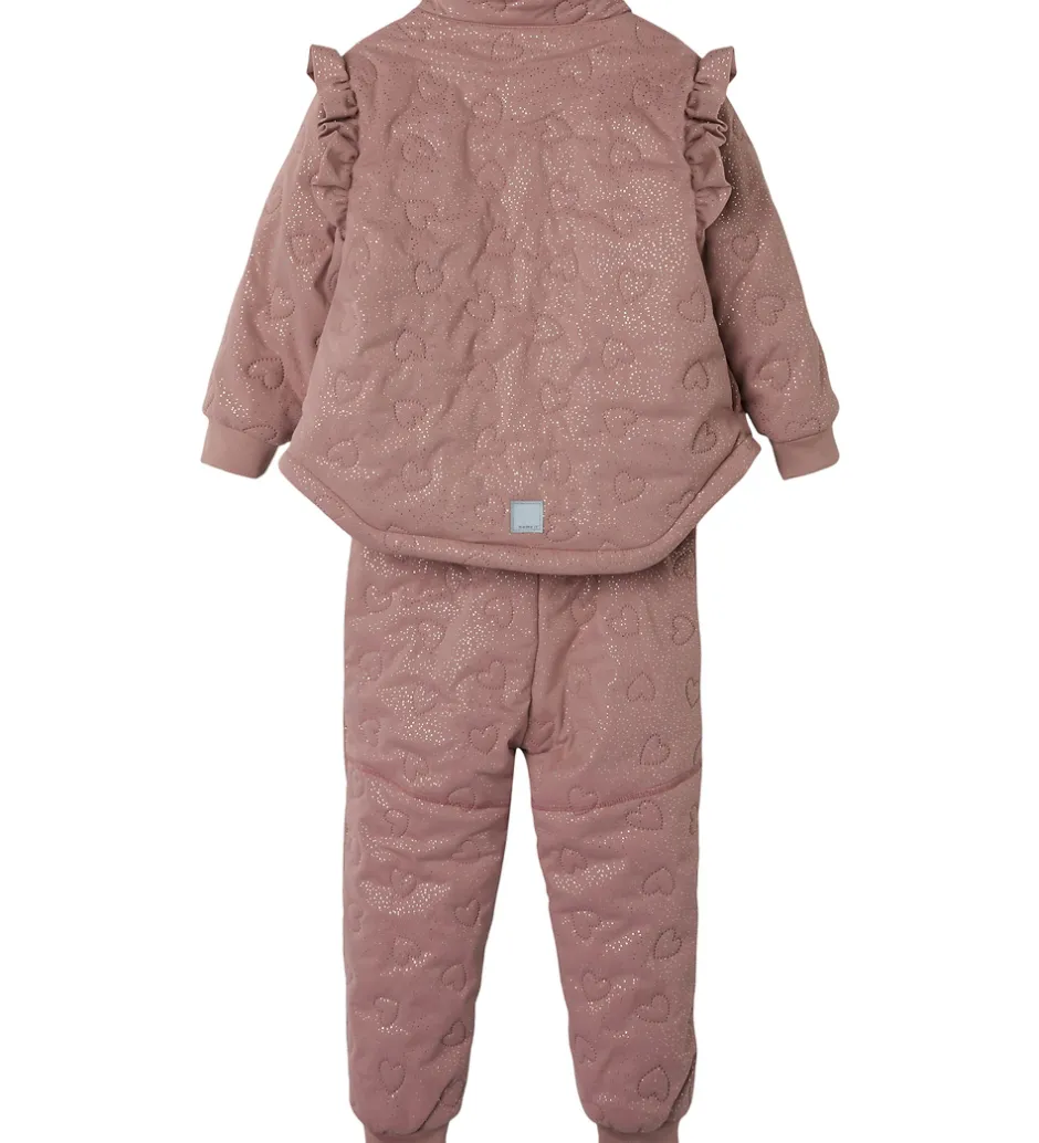 Termotøj|Name It Termotøj m. Fleece - NmfMoon - Woodrose m. Glitter