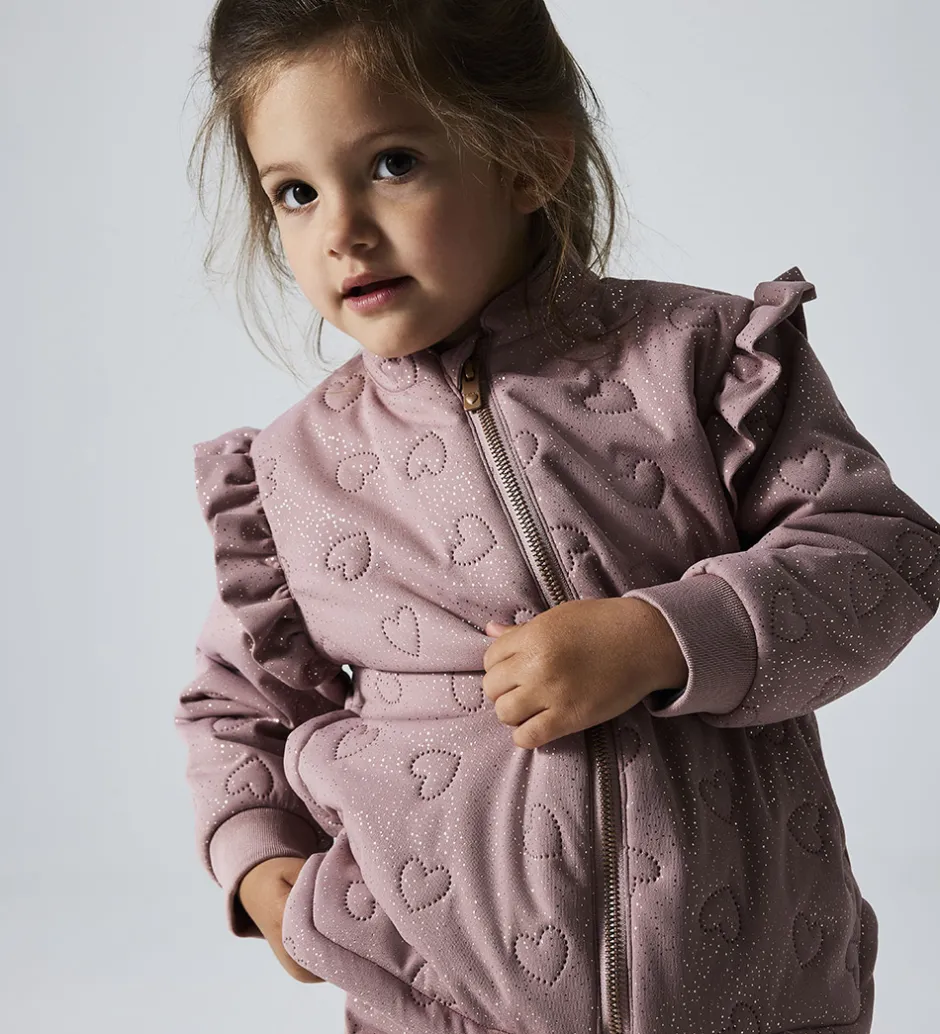 Termotøj|Name It Termotøj m. Fleece - NmfMoon - Woodrose m. Glitter