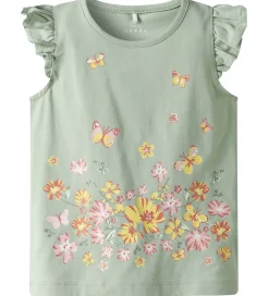 Toppe|Name It Top - NmfVayana - Aqua Gray/Yellow Flower