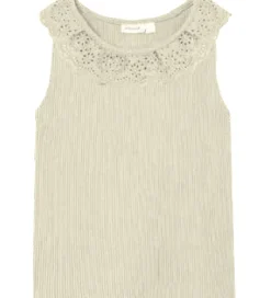 Toppe|Name It Top - Rib - NmfHelianay - Buttercream m. Hulmønster