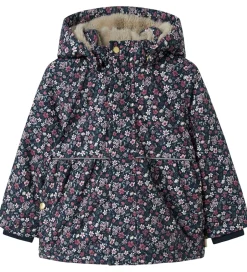 Vinterjakker|Name It Vinterjakke - NmfSnow05 - Dark Sapphire m. Blomster