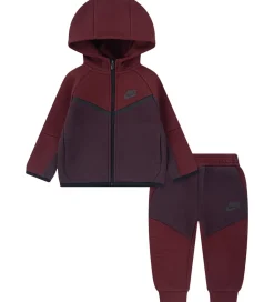 Bukser Og Jeans|Bluser|Nike Sæt - Fleece - Team Red/Burgundt Crush