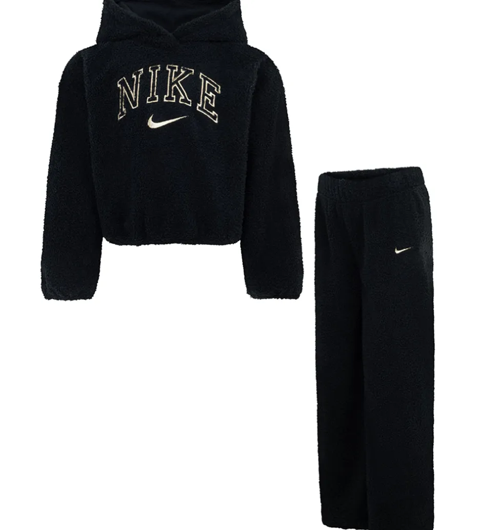 Fleece|Nike Sæt - Hættetrøje/Bukser - Sort/Gold