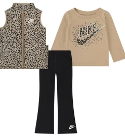 Bukser Og Jeans|Bluser|Nike Sæt - Vest/Bukser/Bluse - Sort/Leopard