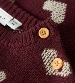 Juletøj|Name It Nmae It Bluse - Strik - NbfOana - Burgundy/Peyote Heart