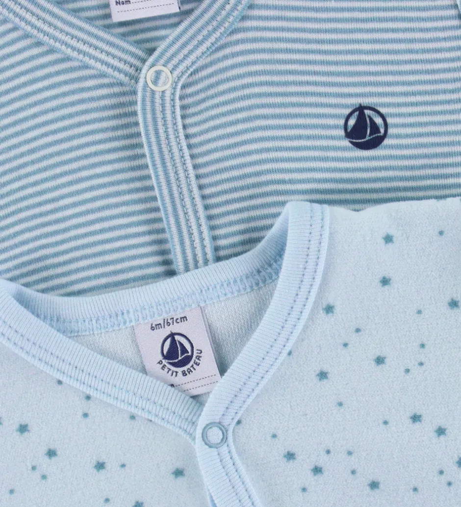 Nattøj|Petit Bateau Natdragt - 2-pak - Blå m. Stjerner/Striber