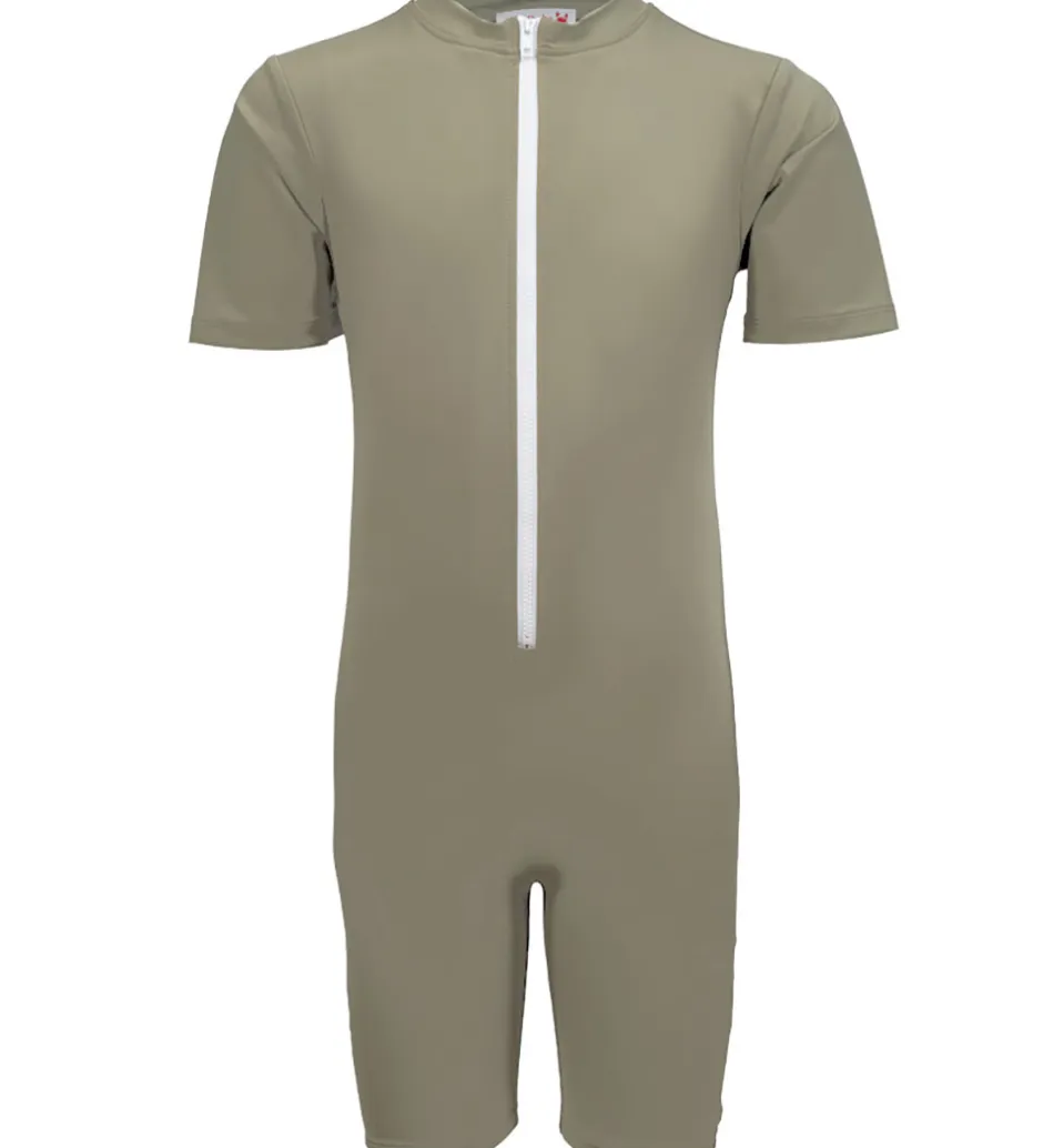 Badetøj|Petit Crabe Badeheldragt - Noe - UV50+ - Olive m. Kirsebær