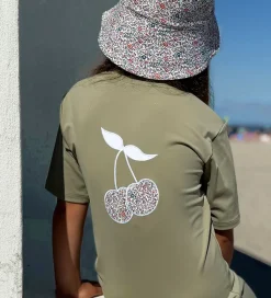 Badetøj|Petit Crabe Badeheldragt - Noe - UV50+ - Olive m. Kirsebær