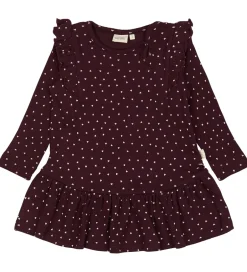 Kjoler|Petit Piao Kjole - Rib - Modal - Dark Grape m. Hjerter