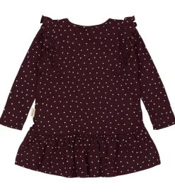 Kjoler|Petit Piao Kjole - Rib - Modal - Dark Grape m. Hjerter