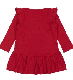 Kjoler|Petit Piao Kjole - Rib - Modal - Frill - Jet Red/Biking Red