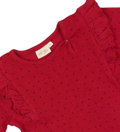 Kjoler|Petit Piao Kjole - Rib - Modal - Frill - Jet Red/Biking Red