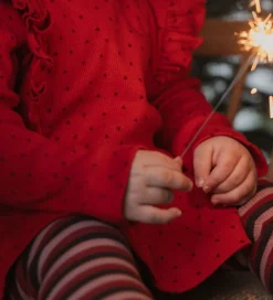 Kjoler|Petit Piao Kjole - Rib - Modal - Frill - Jet Red/Biking Red