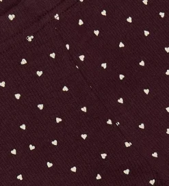Leggings|Petit Piao Leggings - Rib - Modal - Dark Grape m. Hjerter
