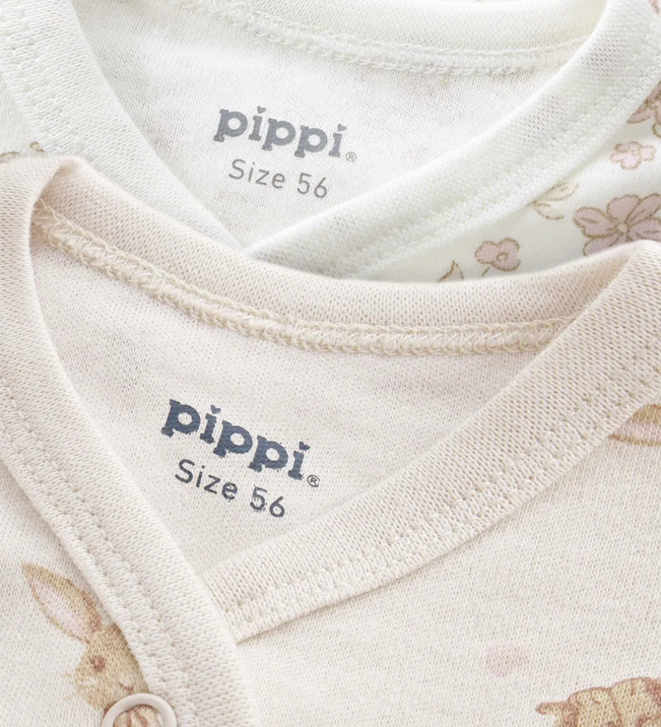 Basis|Pippi Baby Natdragter m. Fødder - 2-pak - Violet Ice