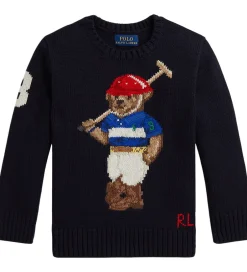 Bluser|Drengetøj|Polo Ralph Lauren Bluse - Strik - RL Navy m. Bamse