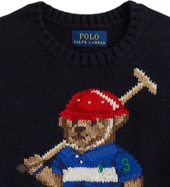 Bluser|Drengetøj|Polo Ralph Lauren Bluse - Strik - RL Navy m. Bamse
