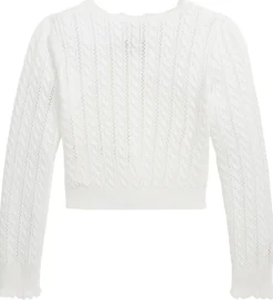 Striktrøjer|Polo Ralph Lauren Cardigan - Strik - Hvid m. Hulmønster