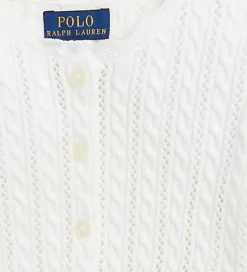 Striktrøjer|Polo Ralph Lauren Cardigan - Strik - Hvid m. Hulmønster