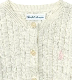 Striktrøjer|Polo Ralph Lauren Cardigan - Strik - Mini Cable - Warm White