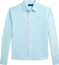 Skjorter|Polo Ralph Lauren Skjorte - Hør - Lyseblå/Hvidstribet