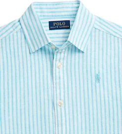 Skjorter|Polo Ralph Lauren Skjorte - Hør - Lyseblå/Hvidstribet