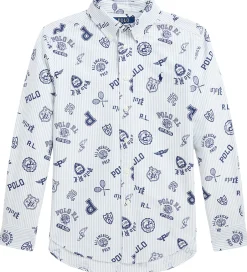 Konfirmationstøj|Polo Ralph Lauren Skjorte - Hvid/Lyseblåstribet m. Navy