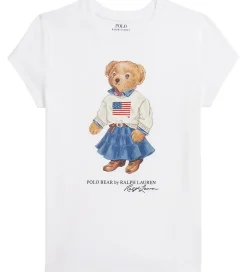 T-Shirts|Pigetøj|Polo Ralph Lauren T-shirt - Hvid m. Bamse