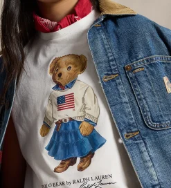 T-Shirts|Pigetøj|Polo Ralph Lauren T-shirt - Hvid m. Bamse