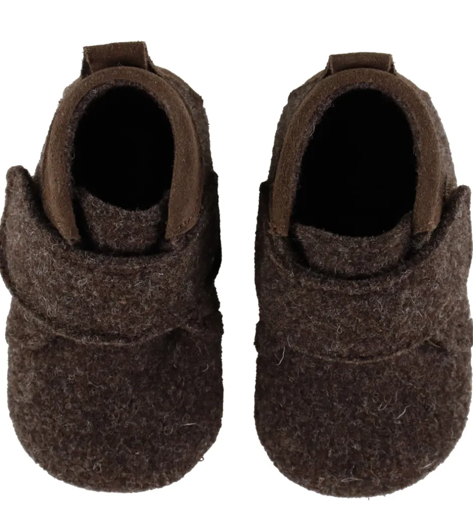 Uld|Pom Pom Hjemmesko - Uld - Brun