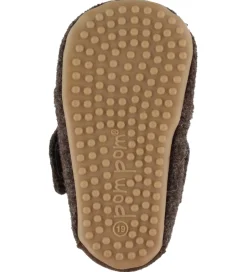 Uld|Pom Pom Hjemmesko - Uld - Brun