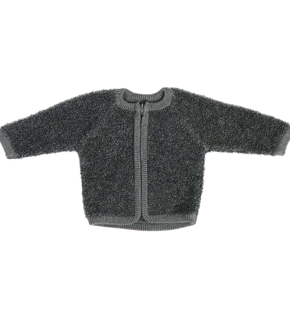Cardigans|Uld|Smallstuff Cardigan m Lynlås - Uld - Grey Melange