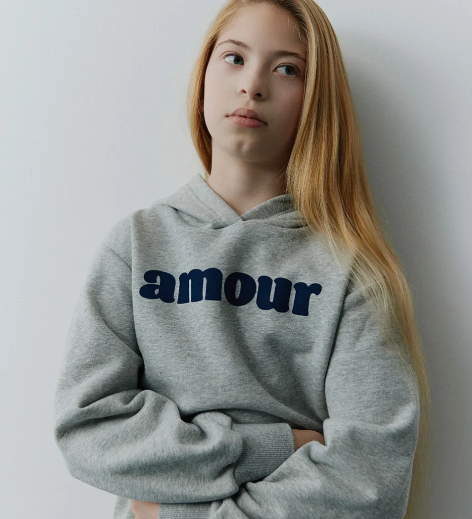 Hættetrøjer|Sofie Schnoor Girls Hættetrøje - Simona - Gråmeleret m. Print