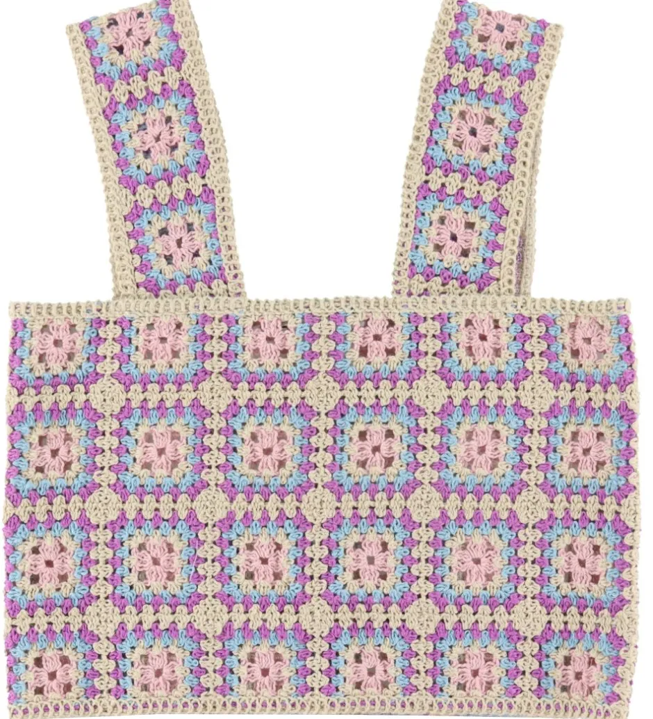 Toppe|Stella McCartney Kids Top - Cropped - Hæklet - Sand/Lilla/Blå/Ro