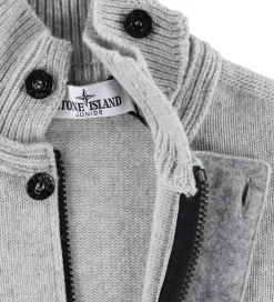 Cardigans|Striktrøjer|Stone Island Cardigan - Uld/Viskose - Gråmeleret