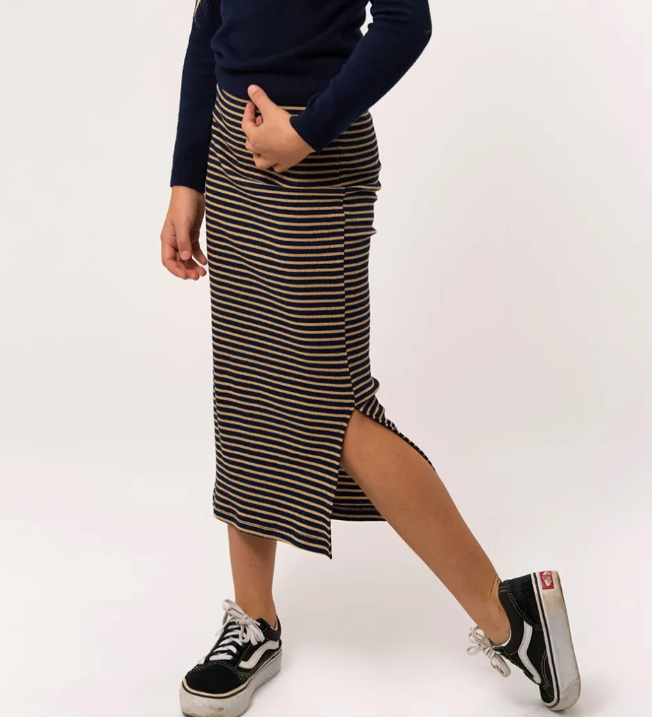 Nederdele|The New Nederdel - Rib - TnPriscilla - Navy Blazer Striped m. Gl