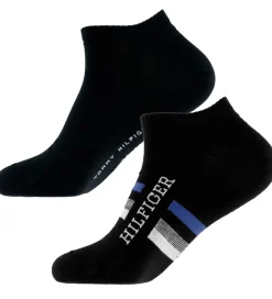 Strømper|Basis|Tommy Hilfiger Ankelstrømper - 2-pak - Sort m. Blå