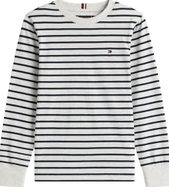Drengetøj|Bluser|Tommy Hilfiger Bluse - Stripe - Light Grey Heather Stripe Grey