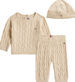 Huer Og Hatte|Tommy Hilfiger Gaveæske - Bluse/Bukser/Hue - Strik - Malted Milk