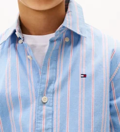 Skjorter|Konfirmationstøj|Tommy Hilfiger Skjorte - Cloudy Blue m. Hvid/Rød