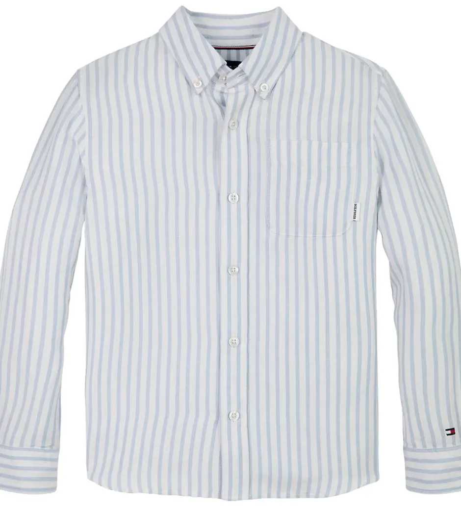 Skjorter|Konfirmationstøj|Tommy Hilfiger Skjorte - Hør - Linen Blend - Breezy Blue Stripe