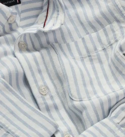 Skjorter|Konfirmationstøj|Tommy Hilfiger Skjorte - Hør - Linen Blend - Breezy Blue Stripe