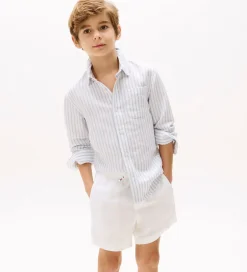 Skjorter|Konfirmationstøj|Tommy Hilfiger Skjorte - Hør - Linen Blend - Breezy Blue Stripe