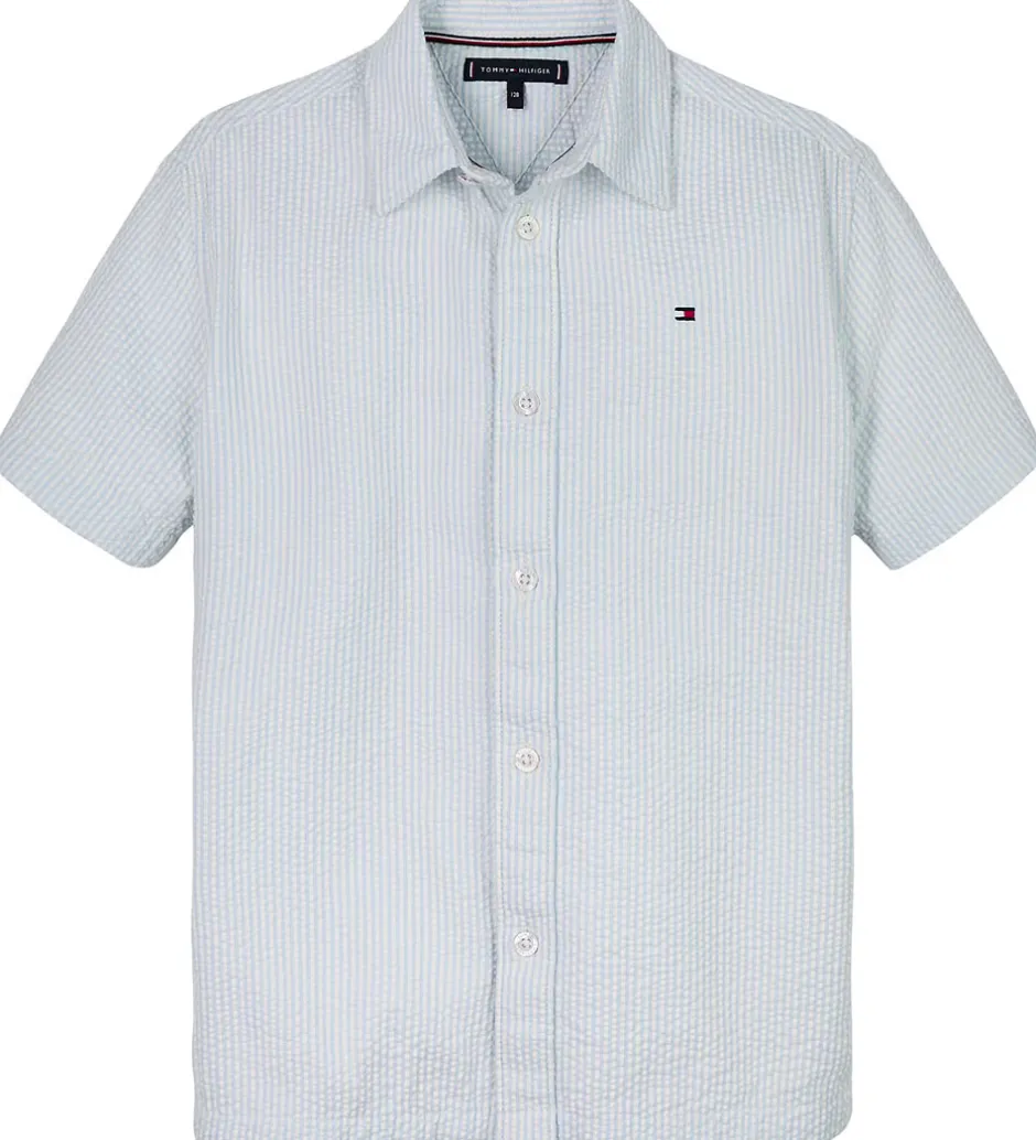 Skjorter|Konfirmationstøj|Tommy Hilfiger Skjorte - Seersucker - Breezy Blue White Stripe